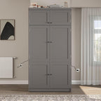 VilroCaz 80.1'' Tall Freestanding Kitchen Pantry Storage Cabinet Cupboard - Image 4