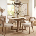 HNY Mid Century Modern Dining Chairs Set of 4, Farmhouse Linen Fabric by HNY