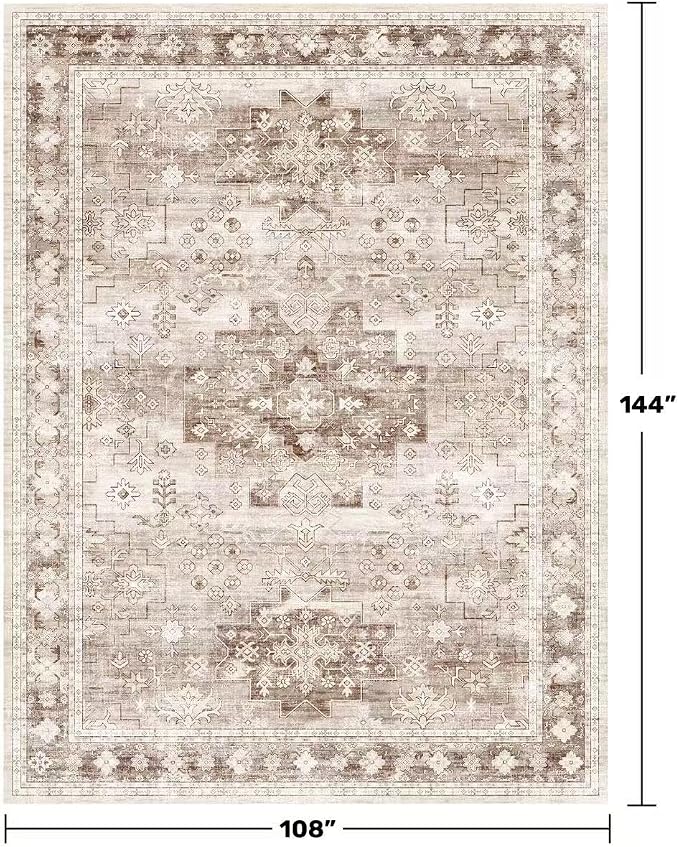 Washable Farmhouse Living Room Rug, 9x12 Area Rugs - Image 2