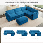 ROWHY 113'' Modular Sectional Cloud Couch, 5 Seater Corner Sofa Big Comfy - Image 4