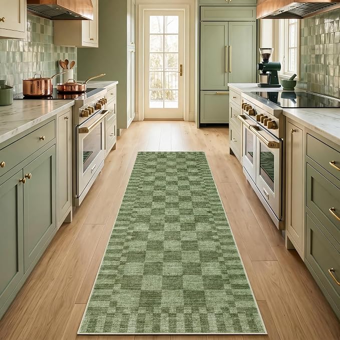 GarveeHome 2.5x8 Checkered Kitchen Runner Rug by GarveeHome