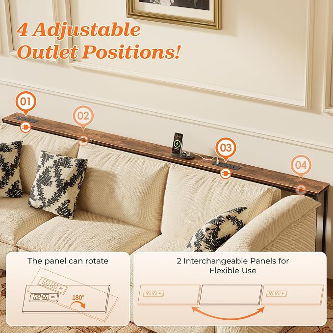 SUPERJARE 94.5 Inch Sofa Table - Image 6