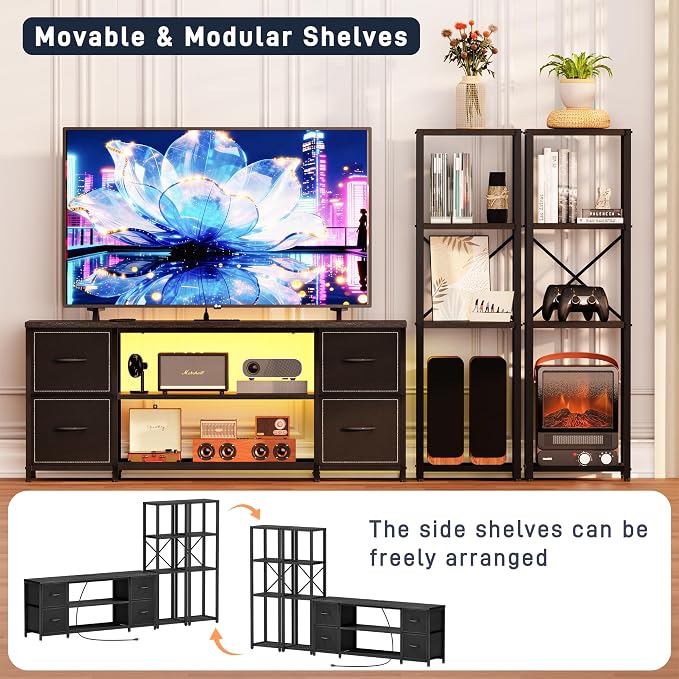 Yenlure LED TV Stand Bookshelf Combo - Image 6