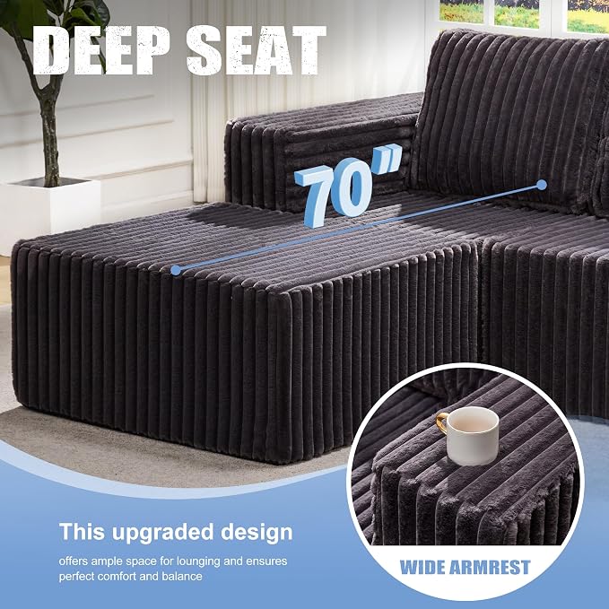 Hobestluk Modular Sectional Sofa Memory Foam Couch Oversized Sectional Sofa - Image 5