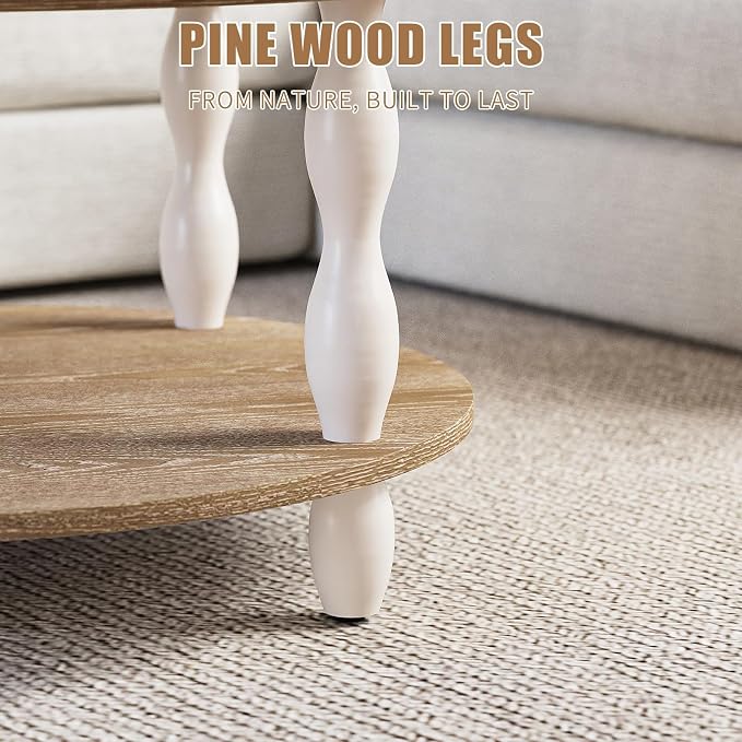 karlott Farmhouse Coffee Table, 30.3" Round Coffee Tables - Image 5