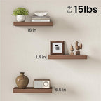 Fun Memories 16 Inch Floating Shelves Wall-Mounted, Engineered Wood Wall Shelves - Image 3
