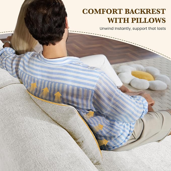122" L Shaped Convertible Modular Couch, Cloud Couch Sectional - Image 5
