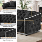 Luxury Chesterfield Sofa Set of 2, Velvet Tufted Couch Victorian Black and - Image 4