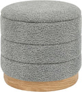 Round Storage Ottoman with Reversible Tray Lid, Folding Chenille Fabric by ZOLANOful