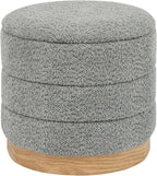 Round Storage Ottoman with Reversible Tray Lid, Folding Chenille Fabric by ZOLANOful