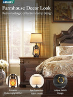 LEDIARY 18.72" Black LED Lantern Flickering Flame Table Lamps - Image 2