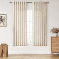 Living Room Curtains 63 Inch Length Linen Cream Beige Luxury Light Filtering by Nanspring