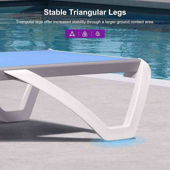PURPLE LEAF Patio Chaise Lounge Chair Set Outside Aluminum Plastic Stackable - Image 7