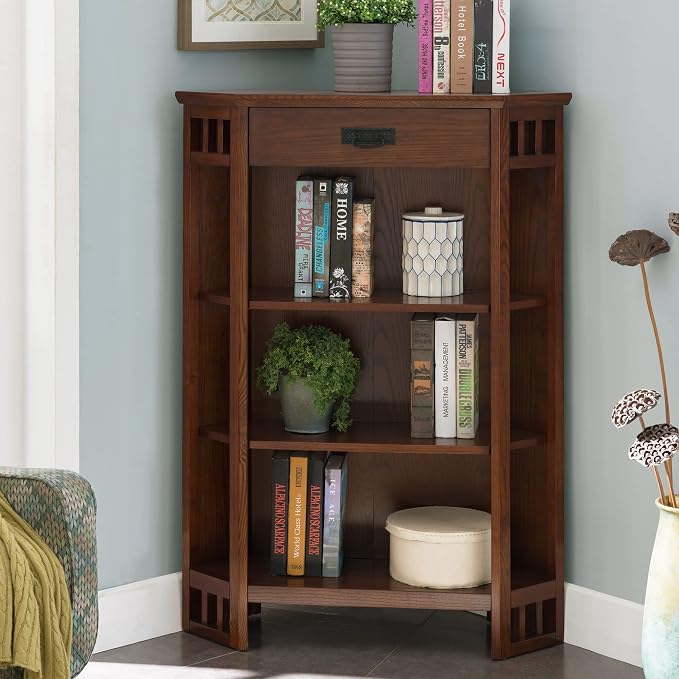 Leick Home 82263 Mission Mantel Height Corner Bookcase - Image 10