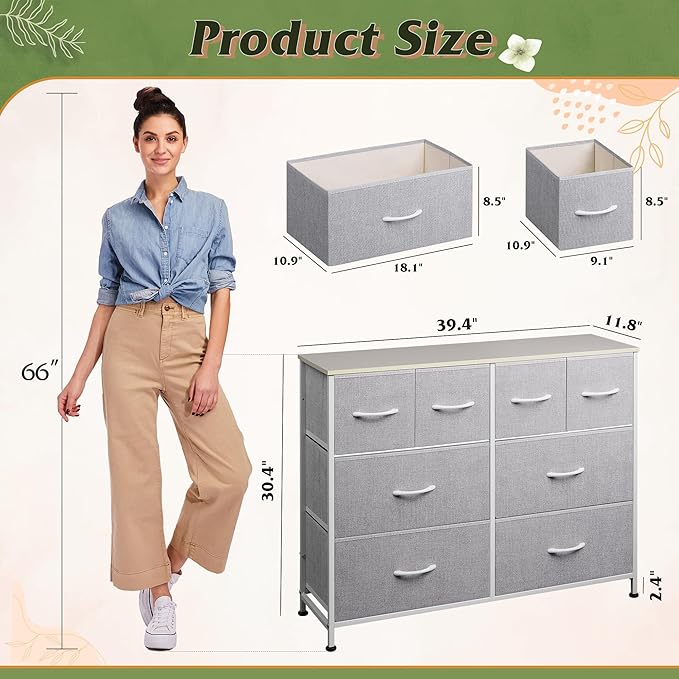 WLIVE 8 Drawer Dresser for Bedroom, Wide Fabric Dresser Storage Organizer - Image 3