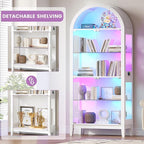 HNEBC 69" Display Case with RGB Lights, Arched 5-Tier Tempered Glass Display - Image 5
