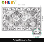 HEBE Area Rug for Entryway 3'x5', Washable Non Slip Boho Bedroom Rug | Soft - Image 2