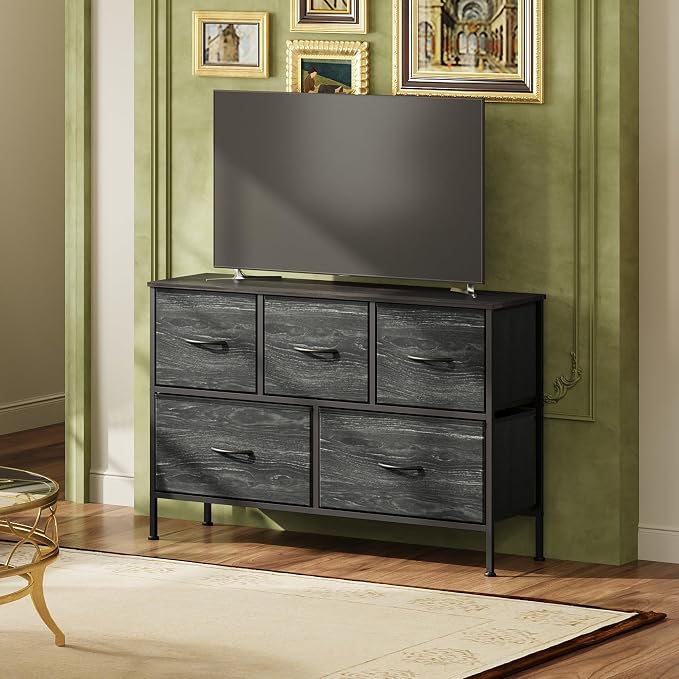 WLIVE Dresser for Bedroom with 5 Drawers, Long Storage Dresser, Fabric Dressers - Image 2