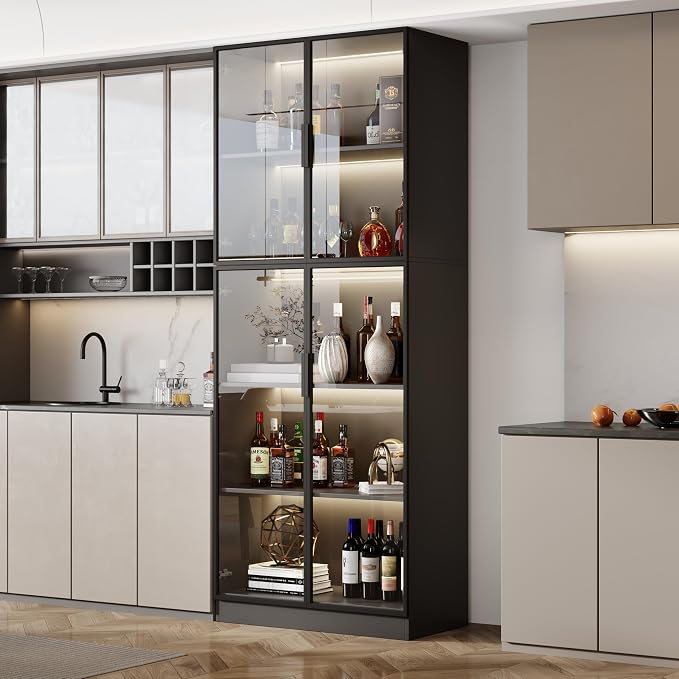 Mekminop Display Cabinet with Glass Doors and Storage Shelve, Modern Display by Mekminop