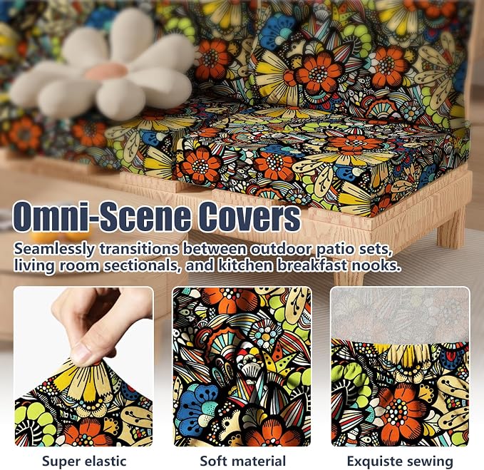 8Pcs Outdoor Cushion Covers, Stretch Patio Furniture Couch Chair Slipcovers | - Image 4