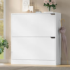 BORNOON Shoe Cabinet with 2 Flip Drawers, Slim Narrow Shoe Storage Cabinet - Image 3