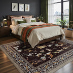 Black Floral Area Rug 9x12 for Living Room Bedroom | Low Pile; Non Slip;Machine - Image 6