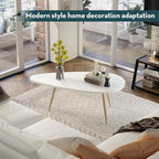 SAYGOER Modern Coffee Table White Oval Coffee Tables - Image 7