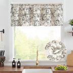 jinchan Ruffled Floral Valance Linen Shabby Chic Small Window Curtain 18 Inch - Image 2