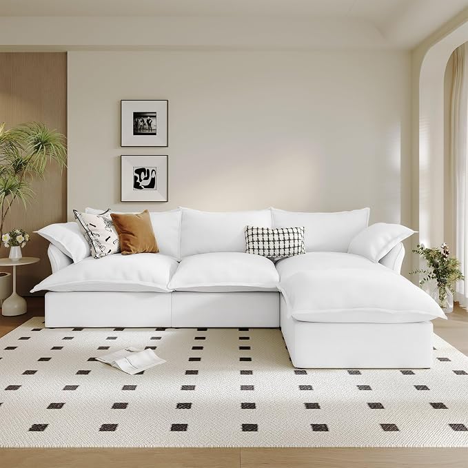 Waterproof Cloud Sectional Sofa, 114.2" Large L Shape Stain Resistant Modular by Gtilzria