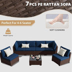 KIGOTY 7-Piece Patio Furniture Set, All-Weather PE Rattan Outdoor Sectional Sofa - Image 7
