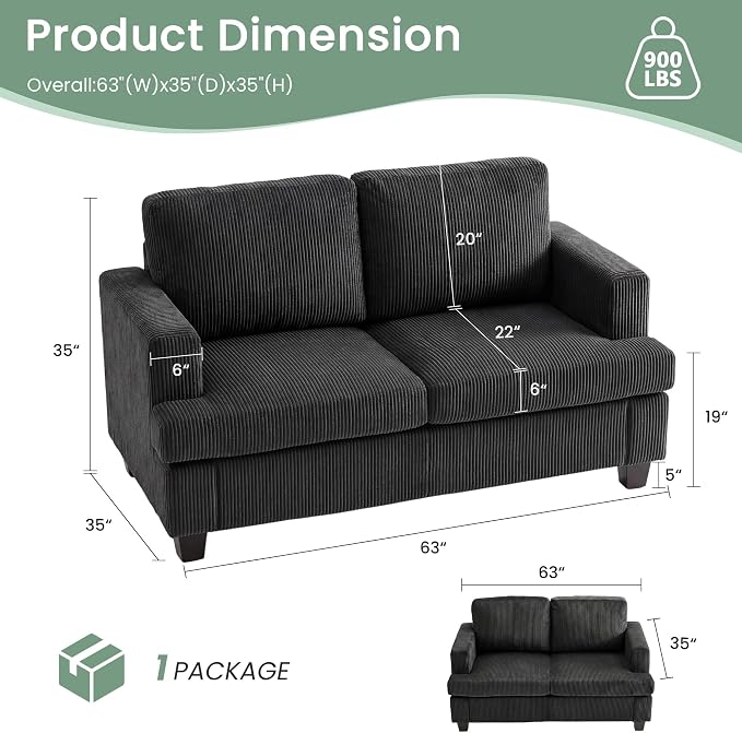 YOUDENOVA 2 Piece Set Comfy Sofa Couch, Loveseat Sofa * 2 - Image 2