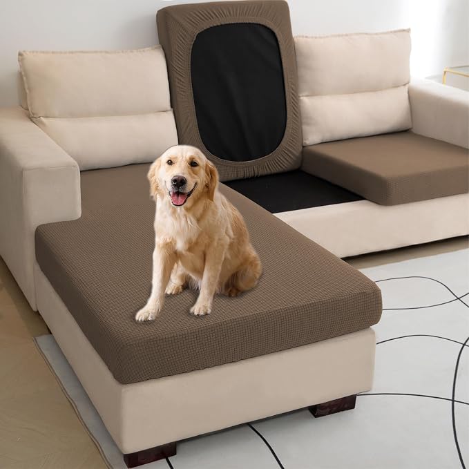 Water Repellent L Shaped Couch Covers 4 Pieces Sofa Seat Cushion Slipcovers - Image 2