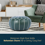 Marrakesh Gallery Genuine Leather Round Pouf Unstuffed - Image 3