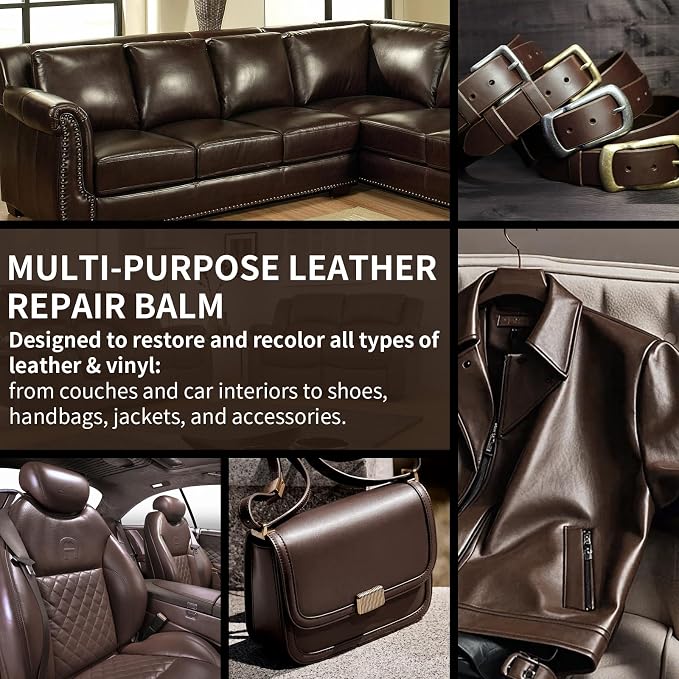Leather Recoloring Balm and Scratch Repair Kit, Dark Brown Leather Restorer - Image 5
