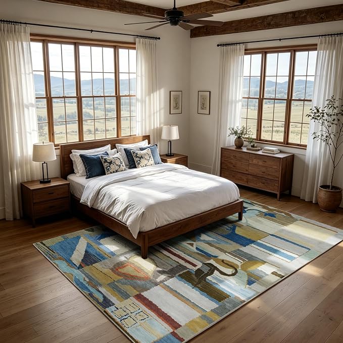 8x10 Modern Abstract Washable Area Rug - Image 6