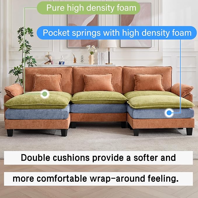 Oprisen 120" Modular Sectional Sofa, Comfy Cloud Couch Sectional Sofa - Image 3