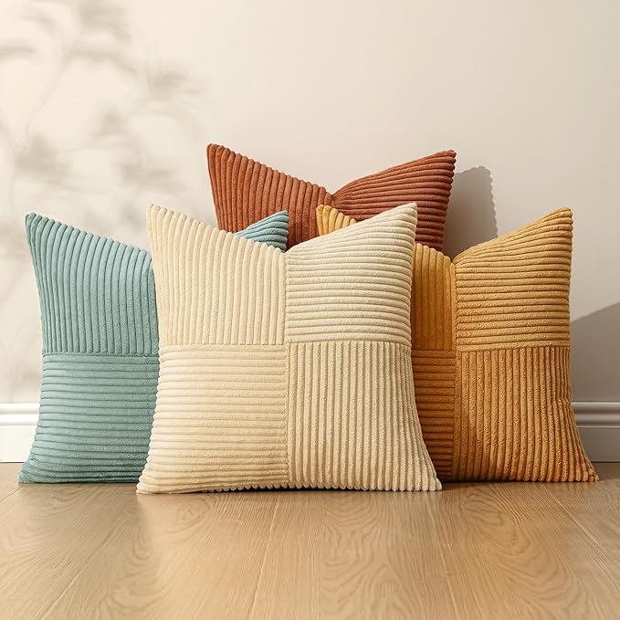 MIULEE Fall Boho Farmhouse Decorative Throw Pillow Covers 18x18 Inch 4 Packs - Image 5