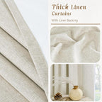 68 Inch 100% Blackout Natural Linen Curtains - Image 7