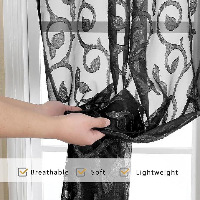 Furman Sheer Black Curtains 90 inches Long - Image 7