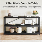 LVB Black Entryway Table, Modern Extra Long Sofa Console Table, Metal Wood - Image 8