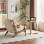 Karl home Accent Chair Wide Armrest Mid-Century Lounge Chair Linen Fabric - Image 6