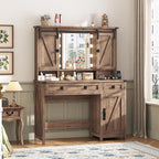 Farmhouse Vanity Desk with Mirror and Lights, Large Vanity Table with - Image 6