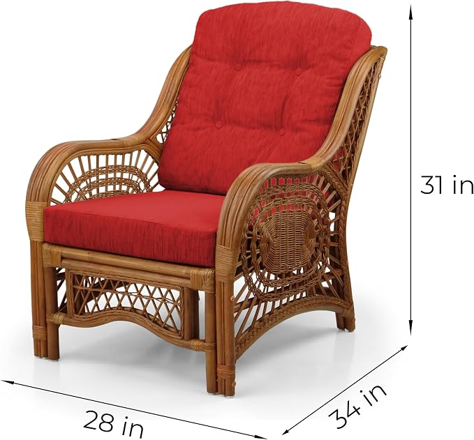Malibu Lounge Living Accent Armchair Natural Rattan Wicker Handmade Design - Image 2