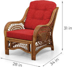 Malibu Lounge Living Accent Armchair Natural Rattan Wicker Handmade Design - Image 2