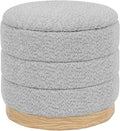 Round Storage Ottoman with Reversible Tray Lid, Folding Chenille Fabric by ZOLANOful