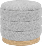 Round Storage Ottoman with Reversible Tray Lid, Folding Chenille Fabric by ZOLANOful