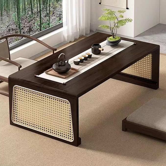 Japanese Floor Table: Large Portable Folding Coffee Table Solid Wood Japanese by YHGSYXL