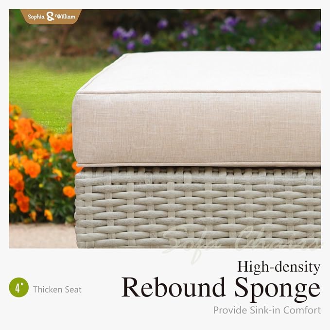 Sophia & William Patio Furniture Set, 5-Piece Wicker Patio Conversation Set - Image 5