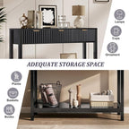 Nasonet Fluted Console Table, Wooden Sofa Table - Image 4