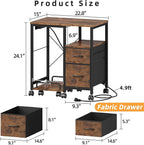 YAOHUOO Printer Stand with Power Outlet/Fabric Drawers, Printer Cabinet with - Image 7
